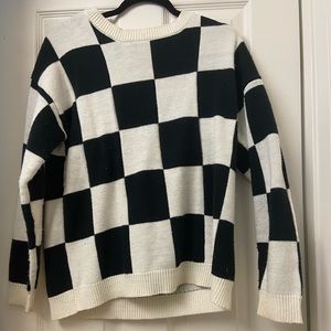 Black and white checkered sweater